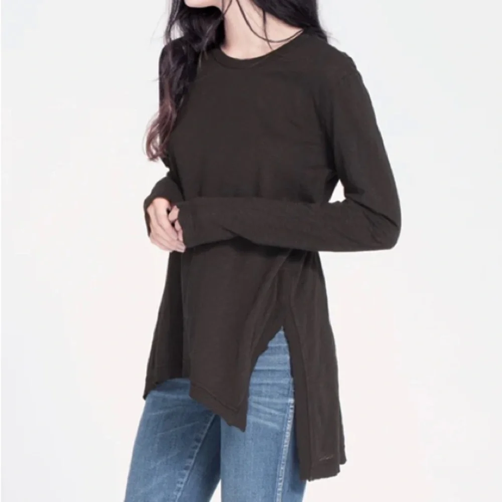 Wilt Asymmetrical Knit TunicTop Women’s Size M Scoop Neck Long Sleeves Black - Picture 2 of 10